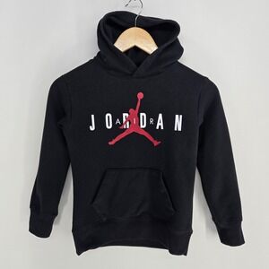 Jordan Hoodie Kids Small 8-10 Black Jumpman Logo Pullover Fleece Sweatshirt